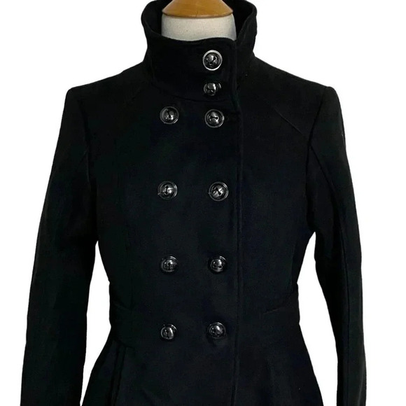 Pink Envelope M black double breasted fitted jacket w/peplum back coat - Picture 2 of 9